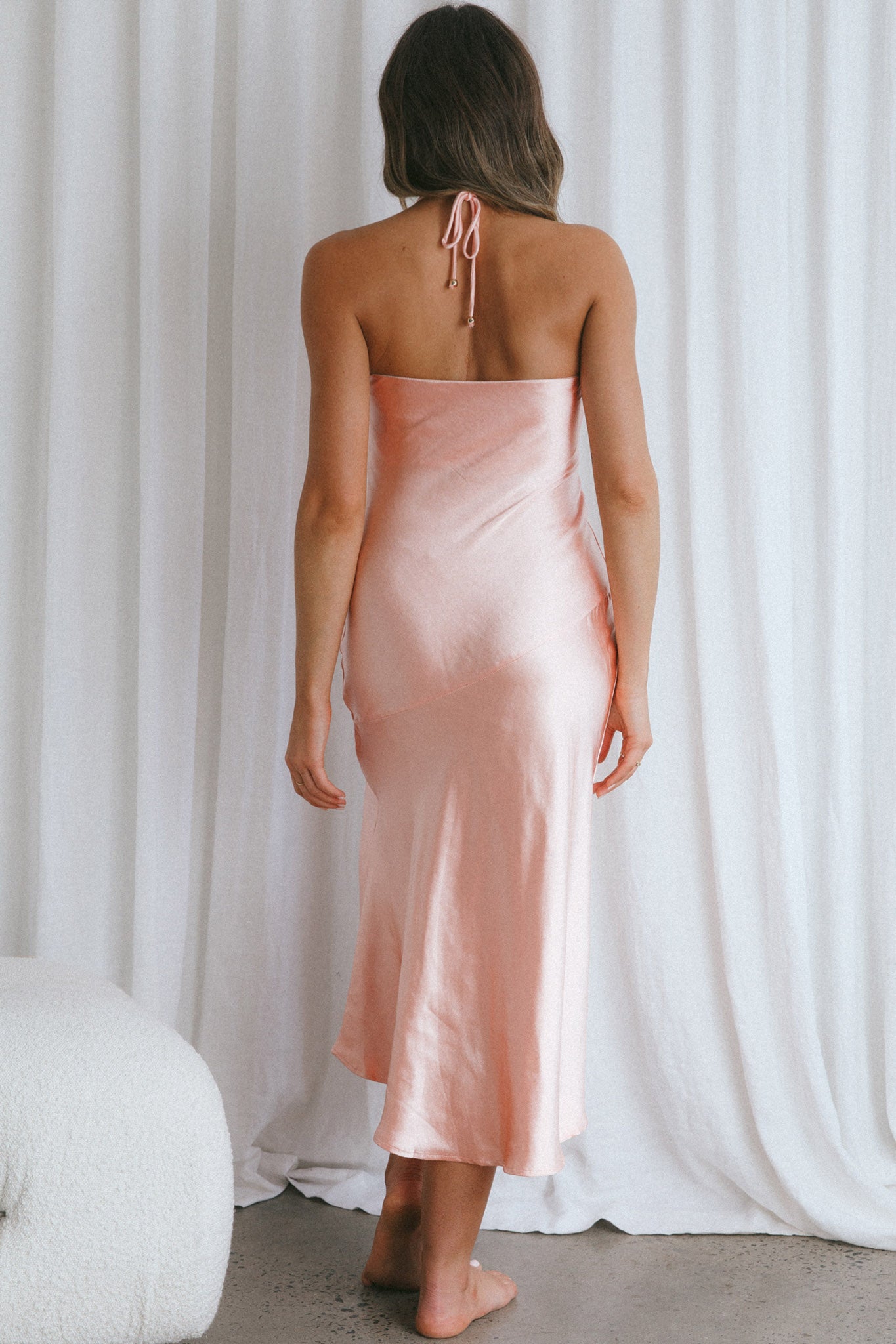 Kindred Spirit Strapless Gathered Bust Midi Dress Peach by Selfie Leslie