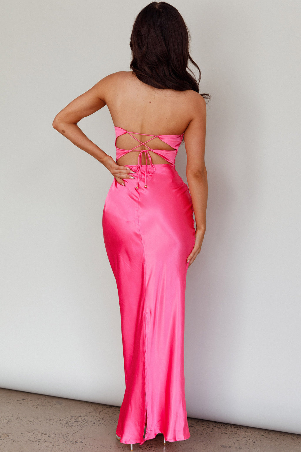 Good Impression Double Twist Midi Dress Hot Pink by Selfie Leslie