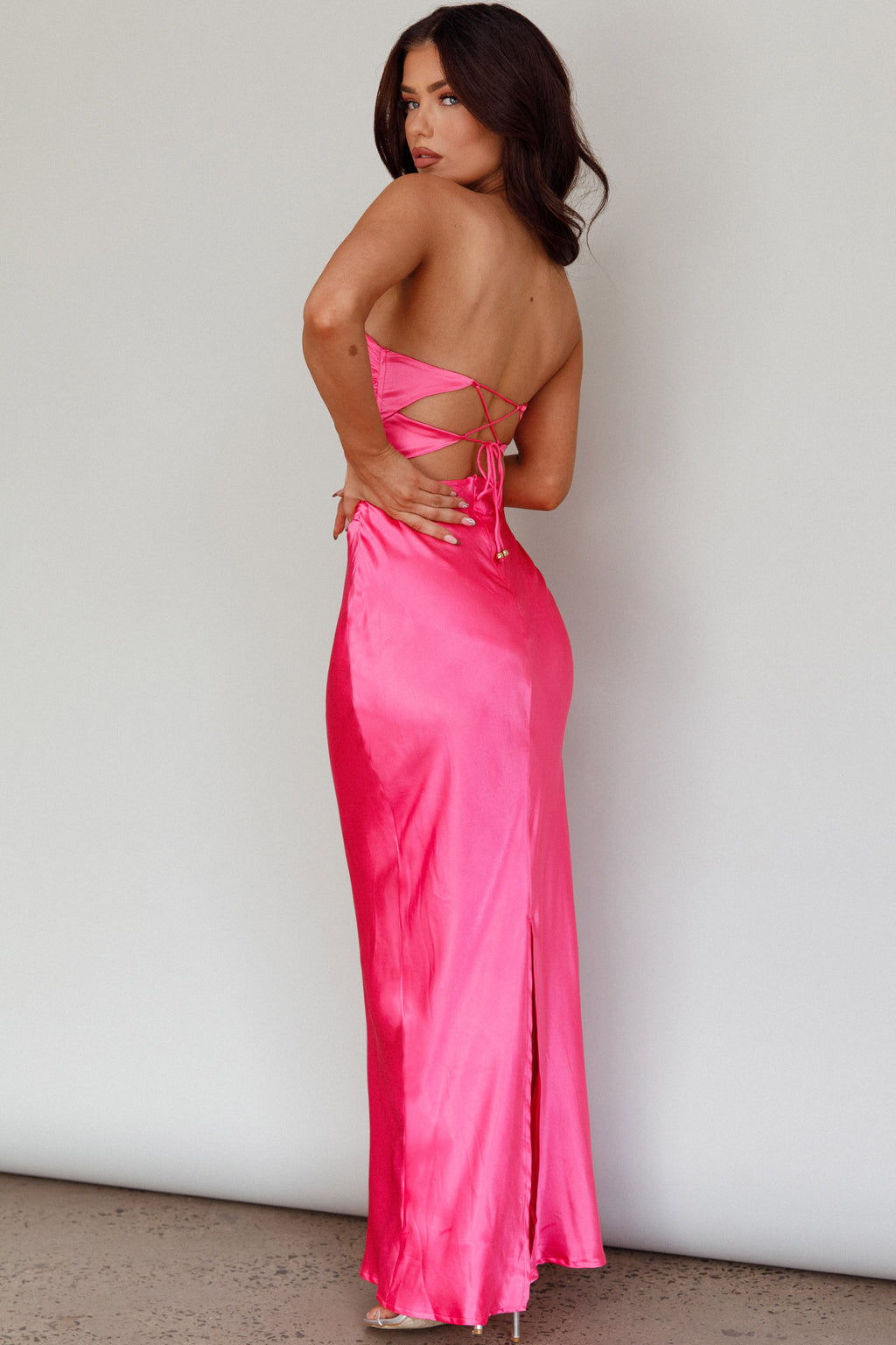 Good Impression Double Twist Midi Dress Hot Pink by Selfie Leslie