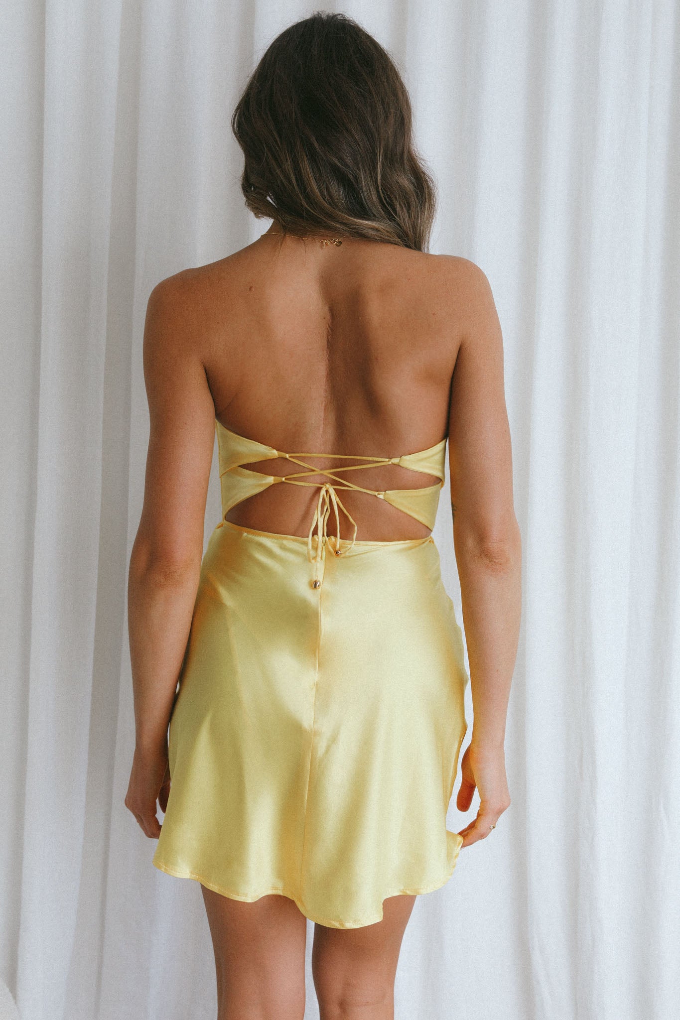 Good Impression Double Twist Mini Dress Yellow Good Impression Double Twist Mini Dress Yellow