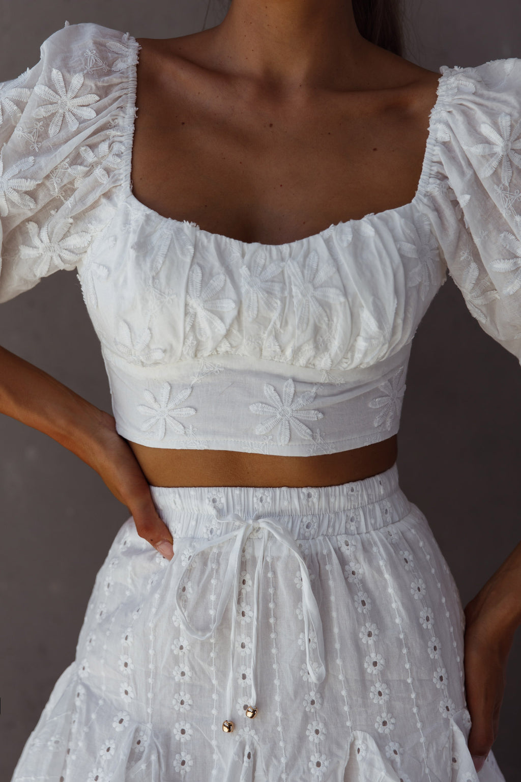 Passing By Tied Back Crop Top White by Selfie Leslie