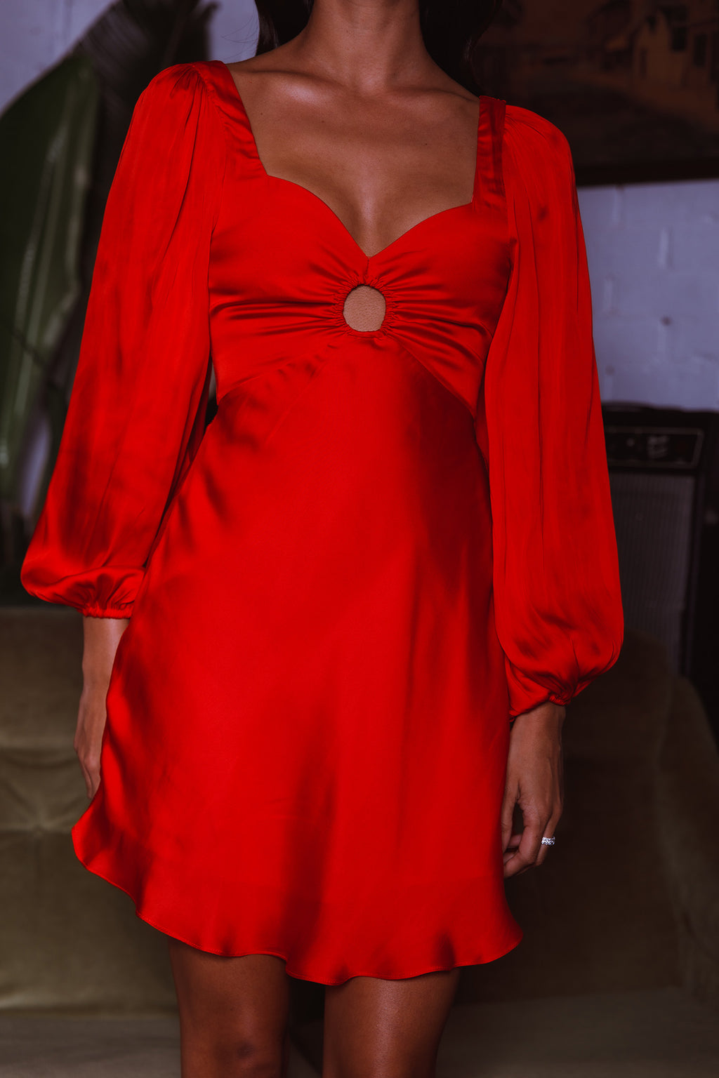 Jonah Lace-Up Back Mini Dress Red by Selfie Leslie