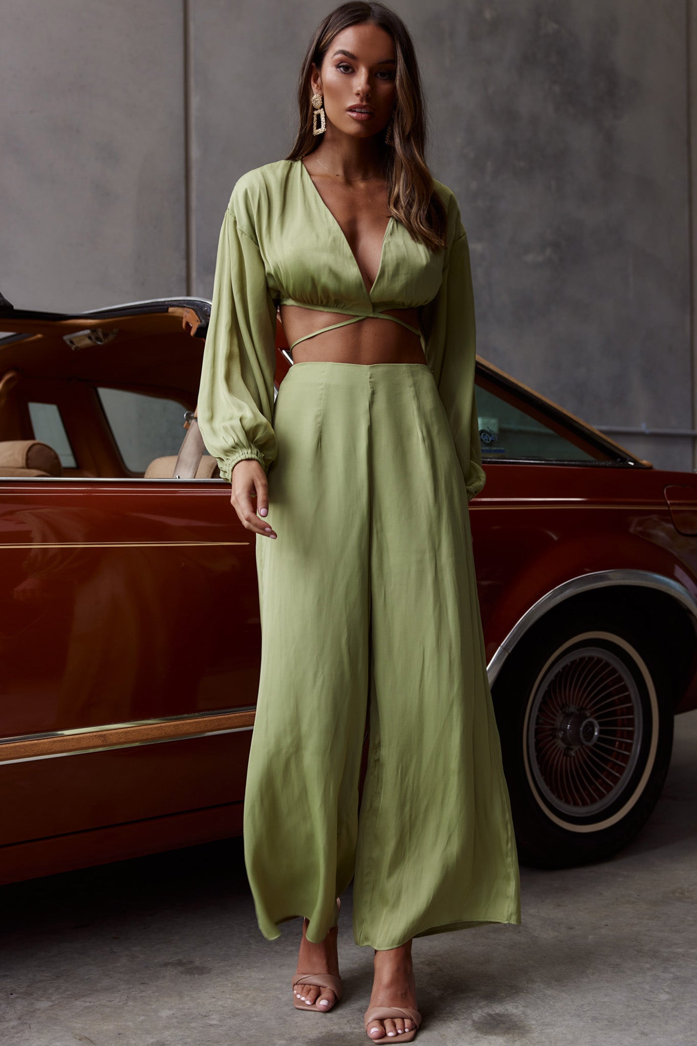 Lilian Wide Legs Pants Olive by Selfie Leslie