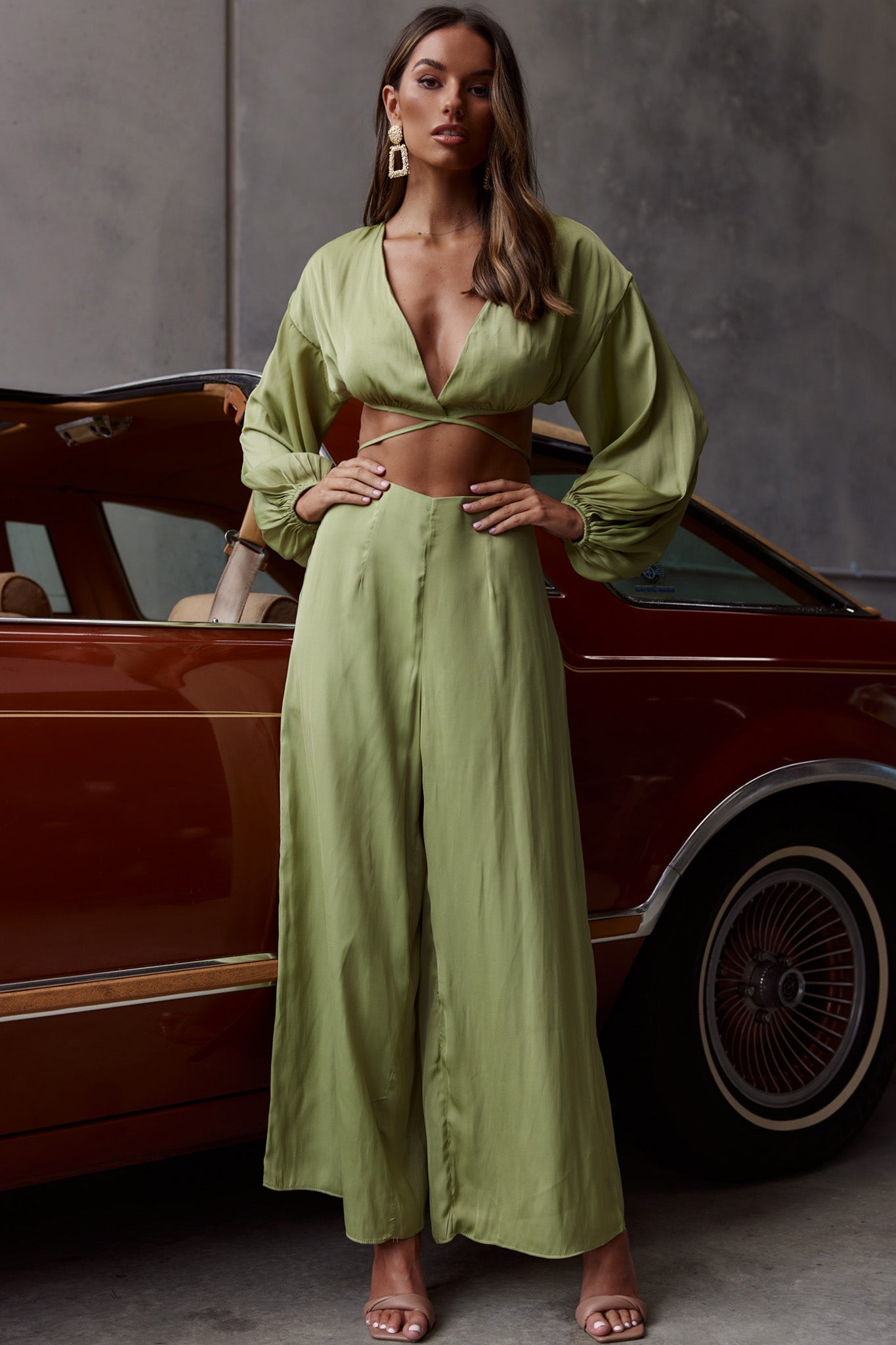 Lilian Wide Legs Pants Olive by Selfie Leslie