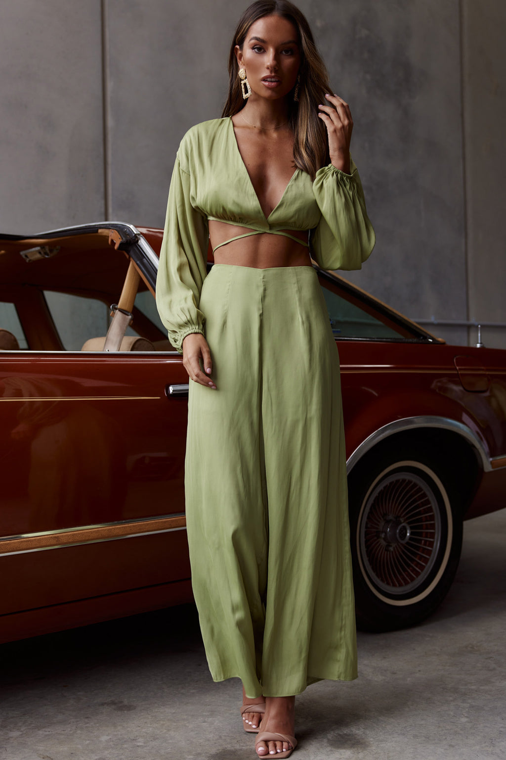 Lilian Wide Legs Pants Olive by Selfie Leslie