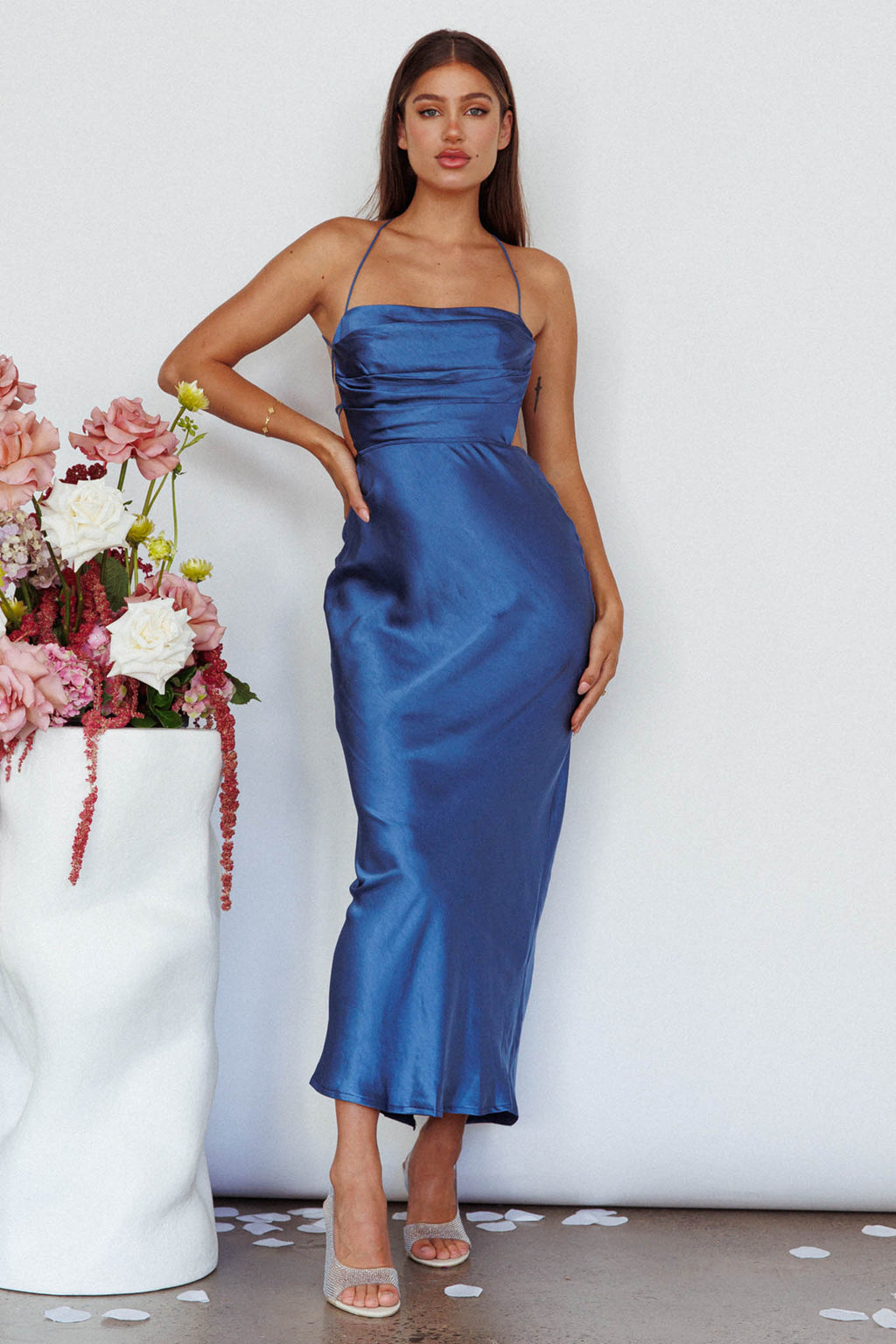 Heaven On Earth Lace-Up Back Maxi Dress Blue by Selfie Leslie