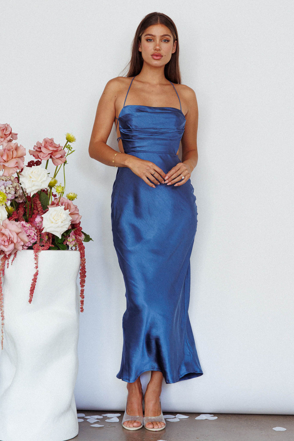 Heaven On Earth Lace-Up Back Maxi Dress Blue by Selfie Leslie