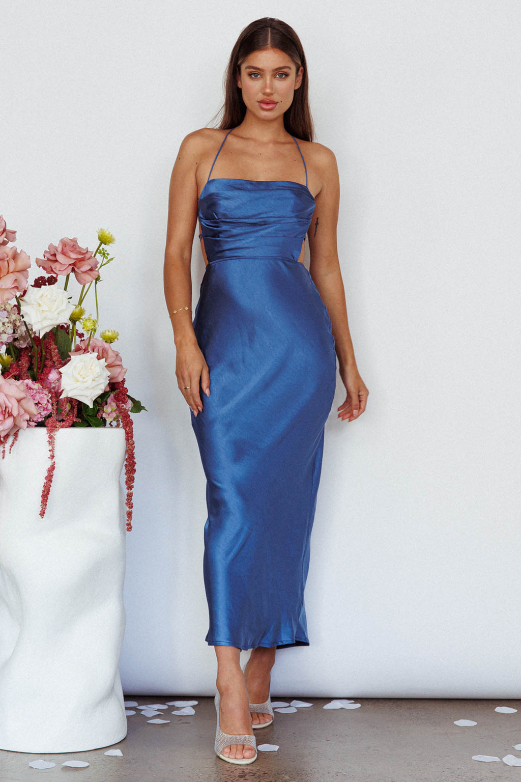 Heaven On Earth Lace-Up Back Maxi Dress Blue by Selfie Leslie