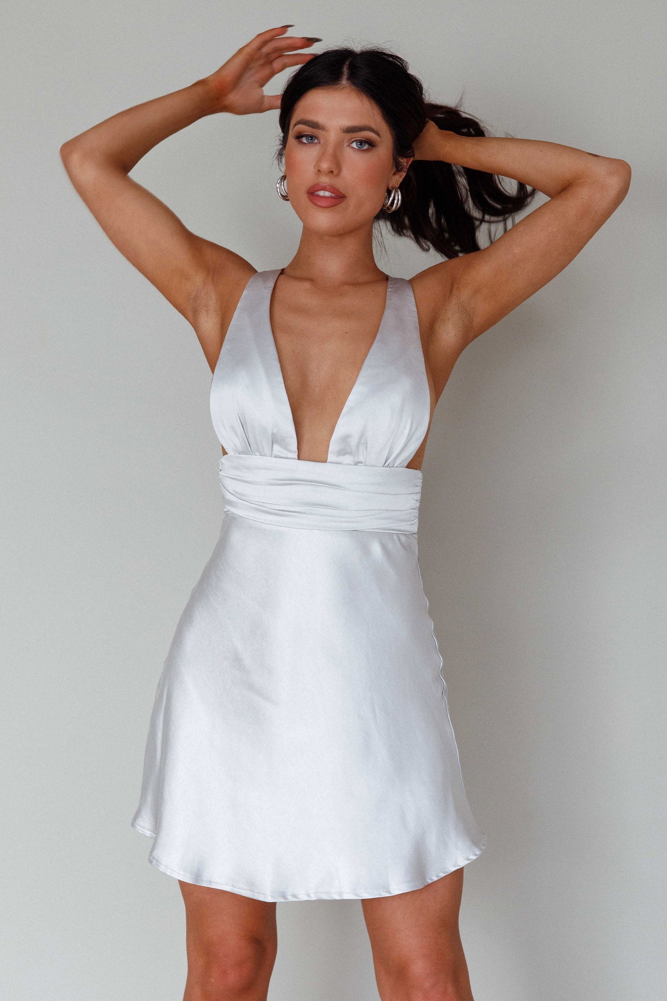 Shop the Mad About You Criss-Cross Back Mini Dress Silver