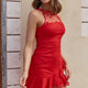 Summer Loving Embroidered Frill Dress Red