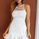 Summer Loving Embroidered Frill Dress White