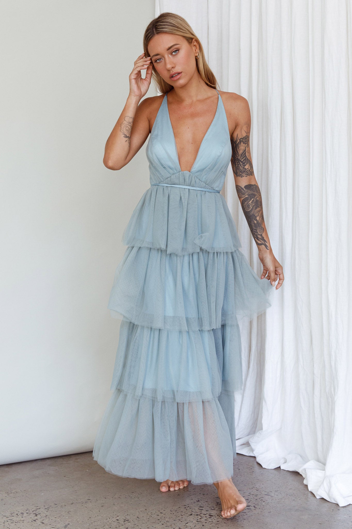 Auguste Tiered Frill Midi Dress Sage Green Auguste Tiered Frill Midi Dress Sage Green