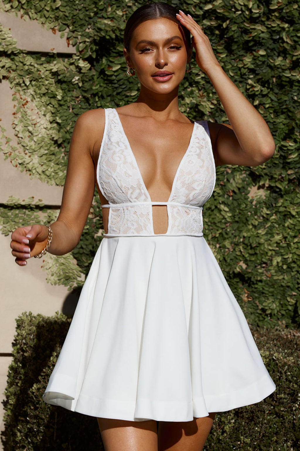 Shailene Lace Bodice A-Line Dress White by Selfie Leslie