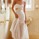Zoya Tie-Up Back Lace Maxi Dress White