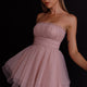 Fayette Strapless Mesh Mini Dress Blush