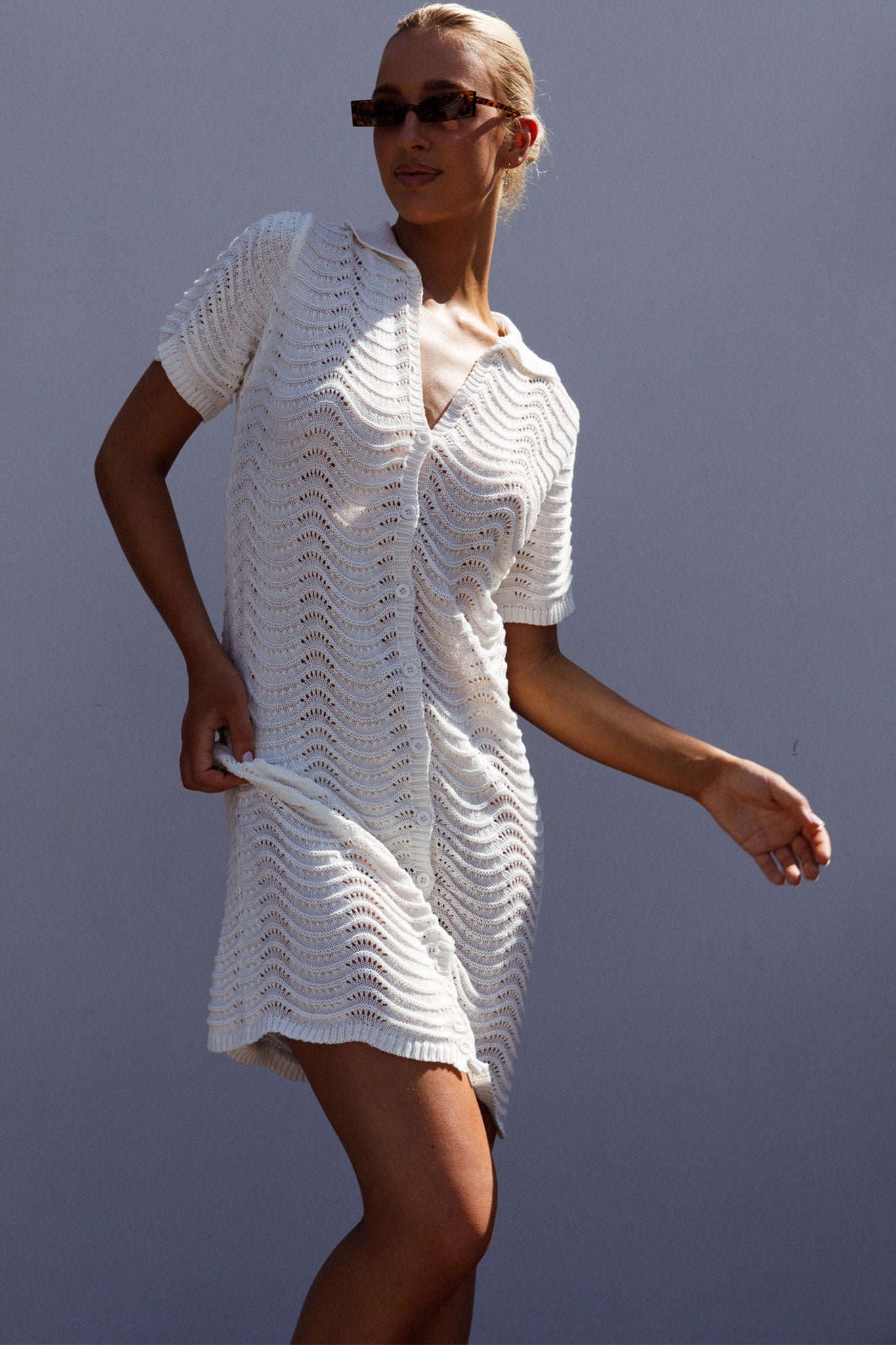 Glennon B Crochet Shirt Dress White by Selfie Leslie