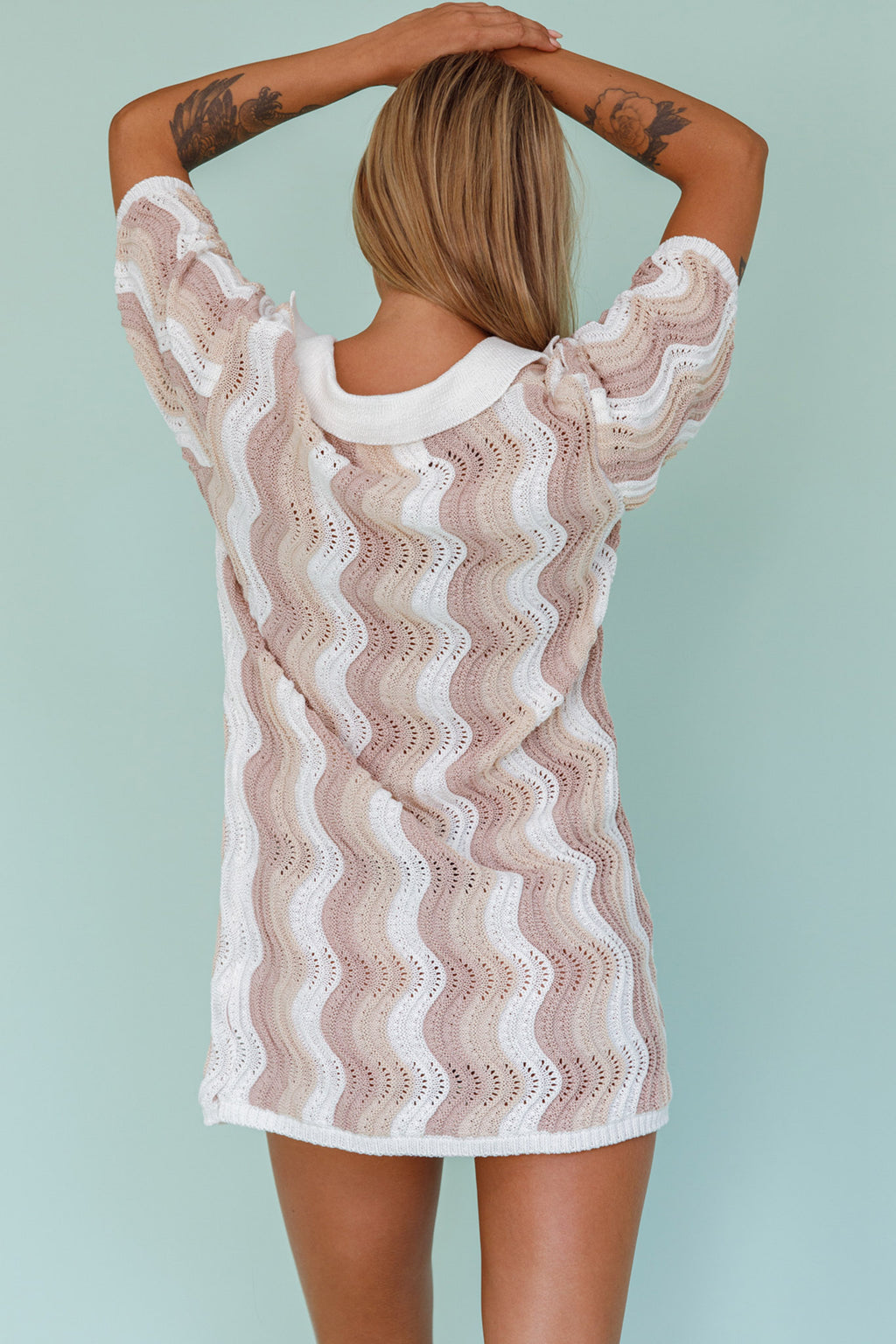 Glennon Crochet Shirt Dress Beige by Selfie Leslie