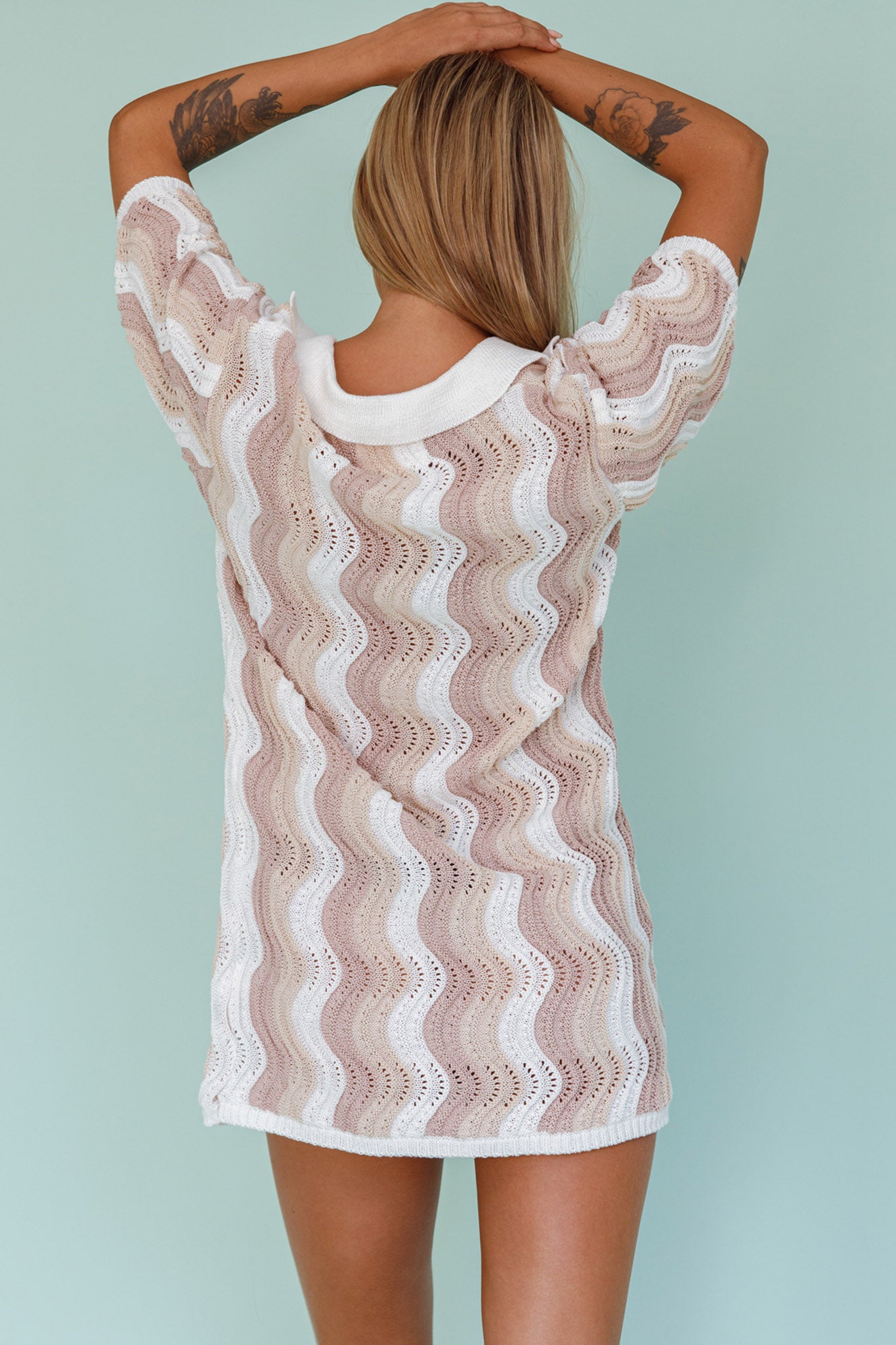 Glennon Crochet Shirt Dress Beige by Selfie Leslie