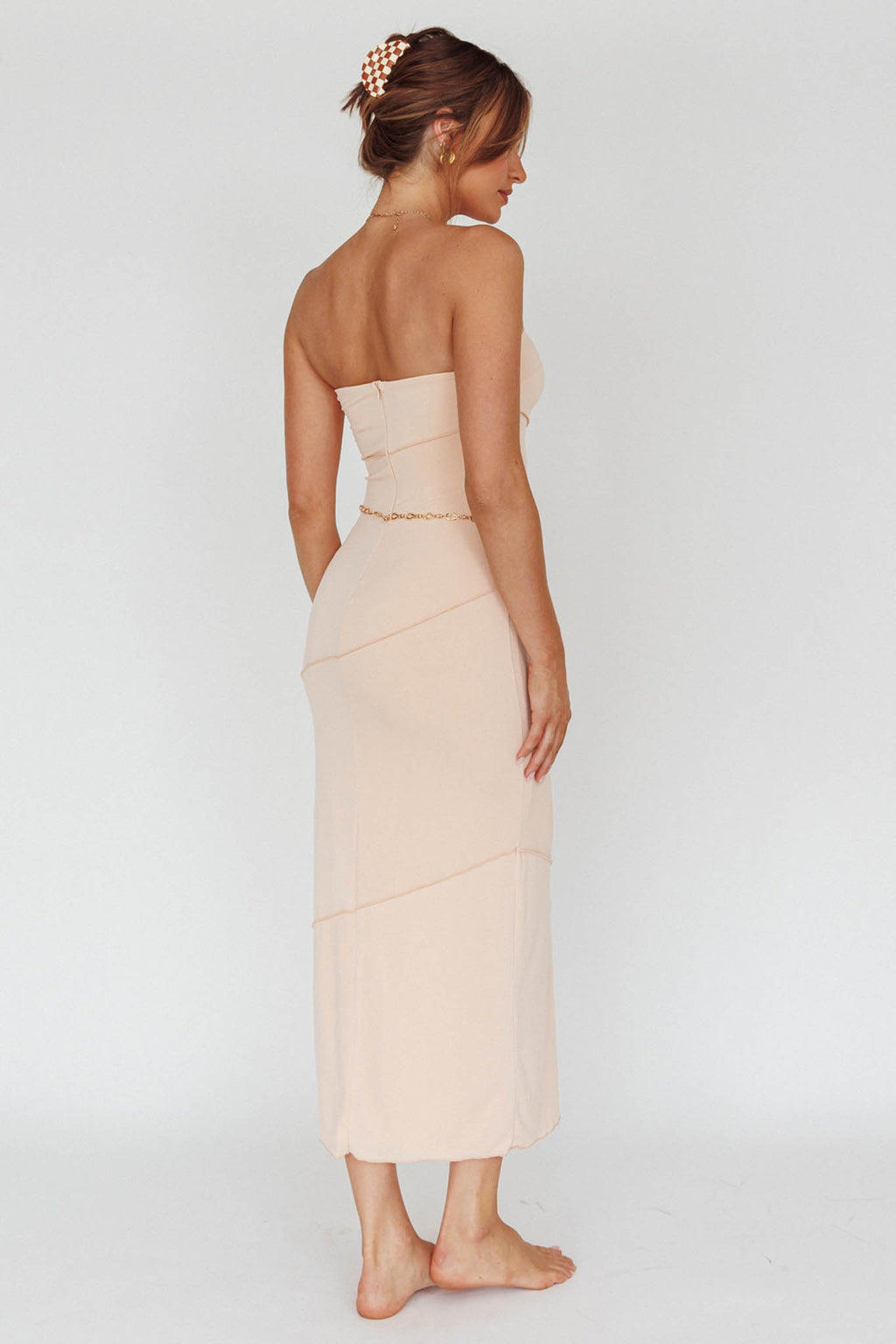 Making Headlines Strapless Midi Dress Cream by Selfie Leslie