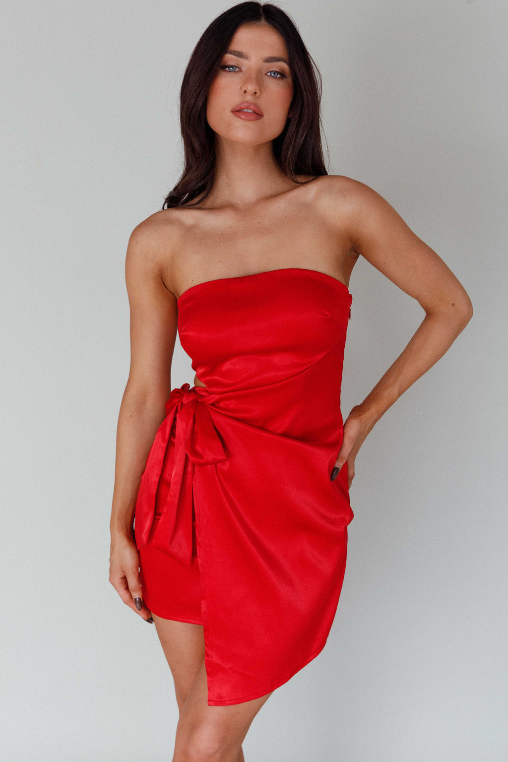 Eyes For You Waist Tie Mini Dress Red by Selfie Leslie