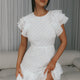 Destined To Be Ruffle Mini Dress Textured White