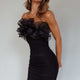 Marietha Organza Frill Neckline Dress Black