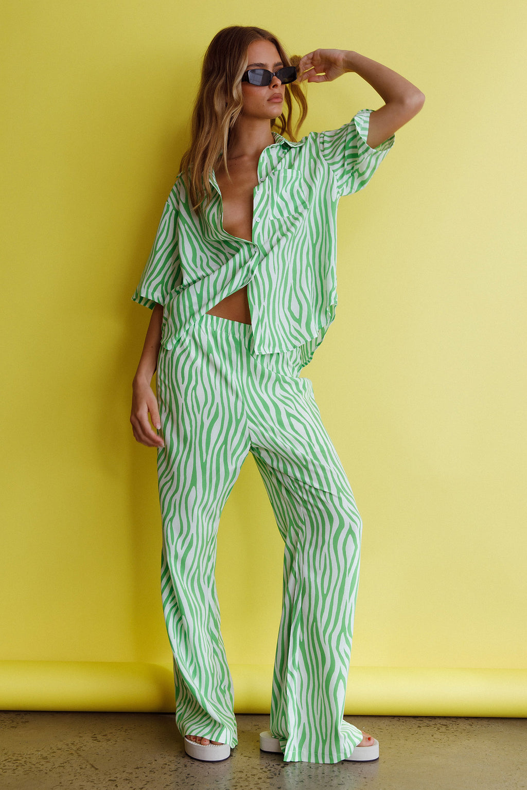 Just A Hunch Pants Zebra Green by Selfie Leslie