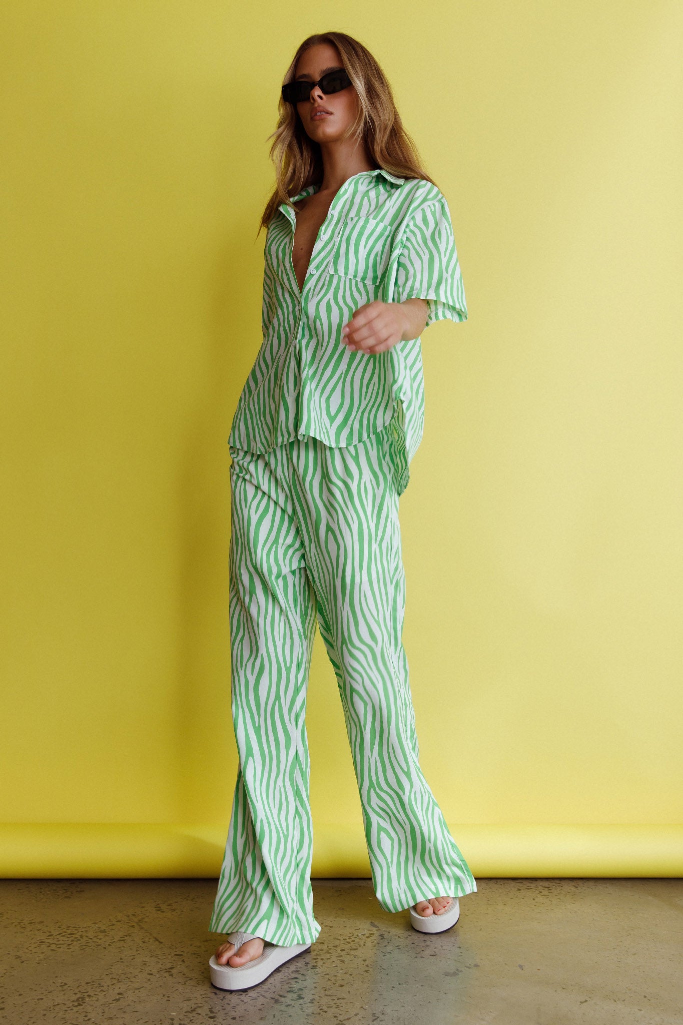 Just A Hunch Pants Zebra Green by Selfie Leslie
