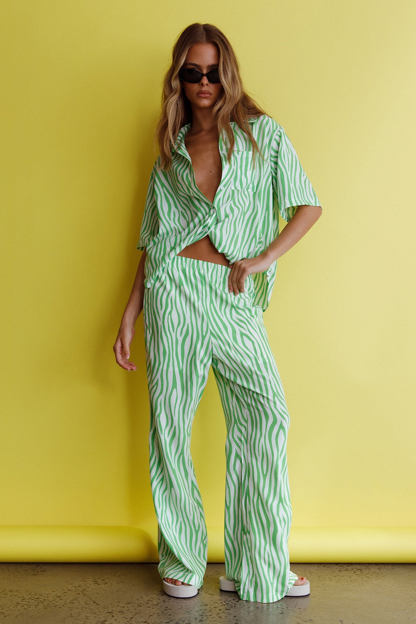 Just A Hunch Pants Zebra Green by Selfie Leslie