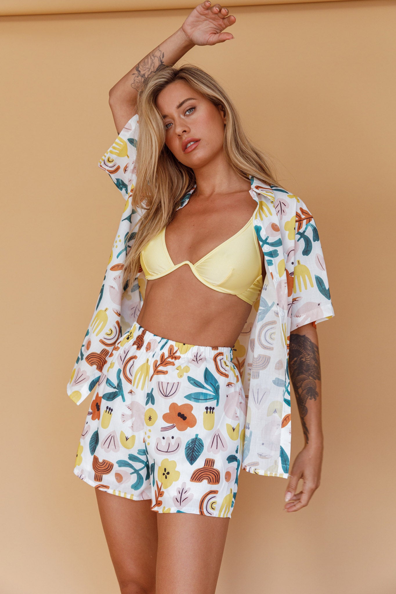 Just A Hunch Shorts Printed White by Selfie Leslie