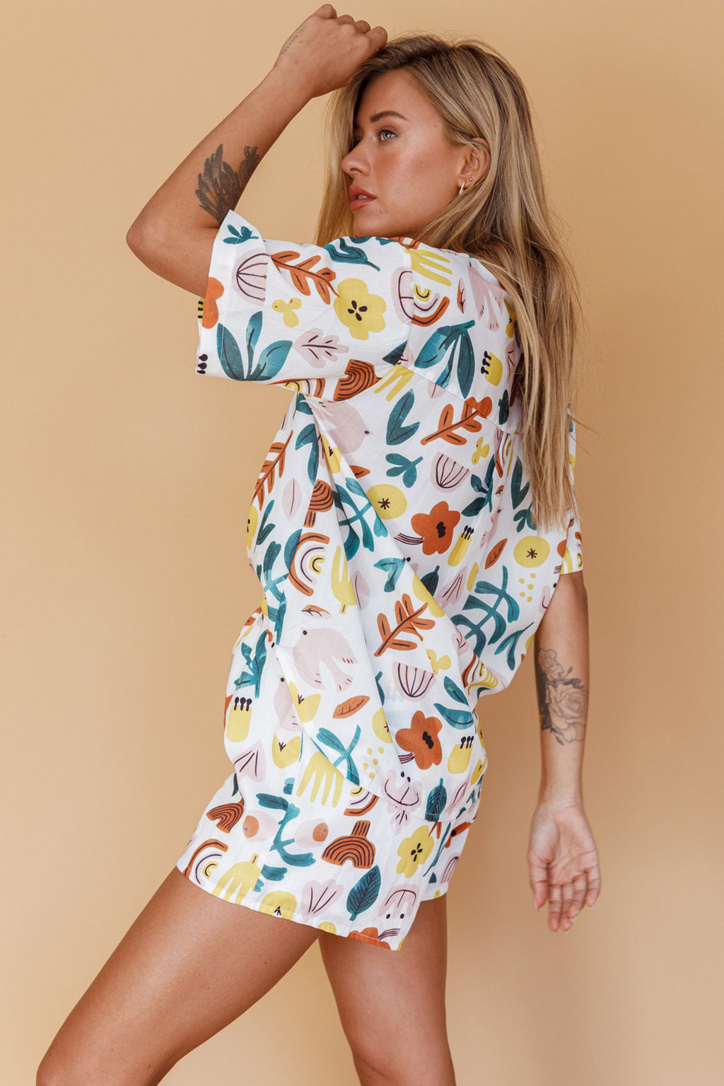 Just A Hunch Button Shirt Printed White by Selfie Leslie