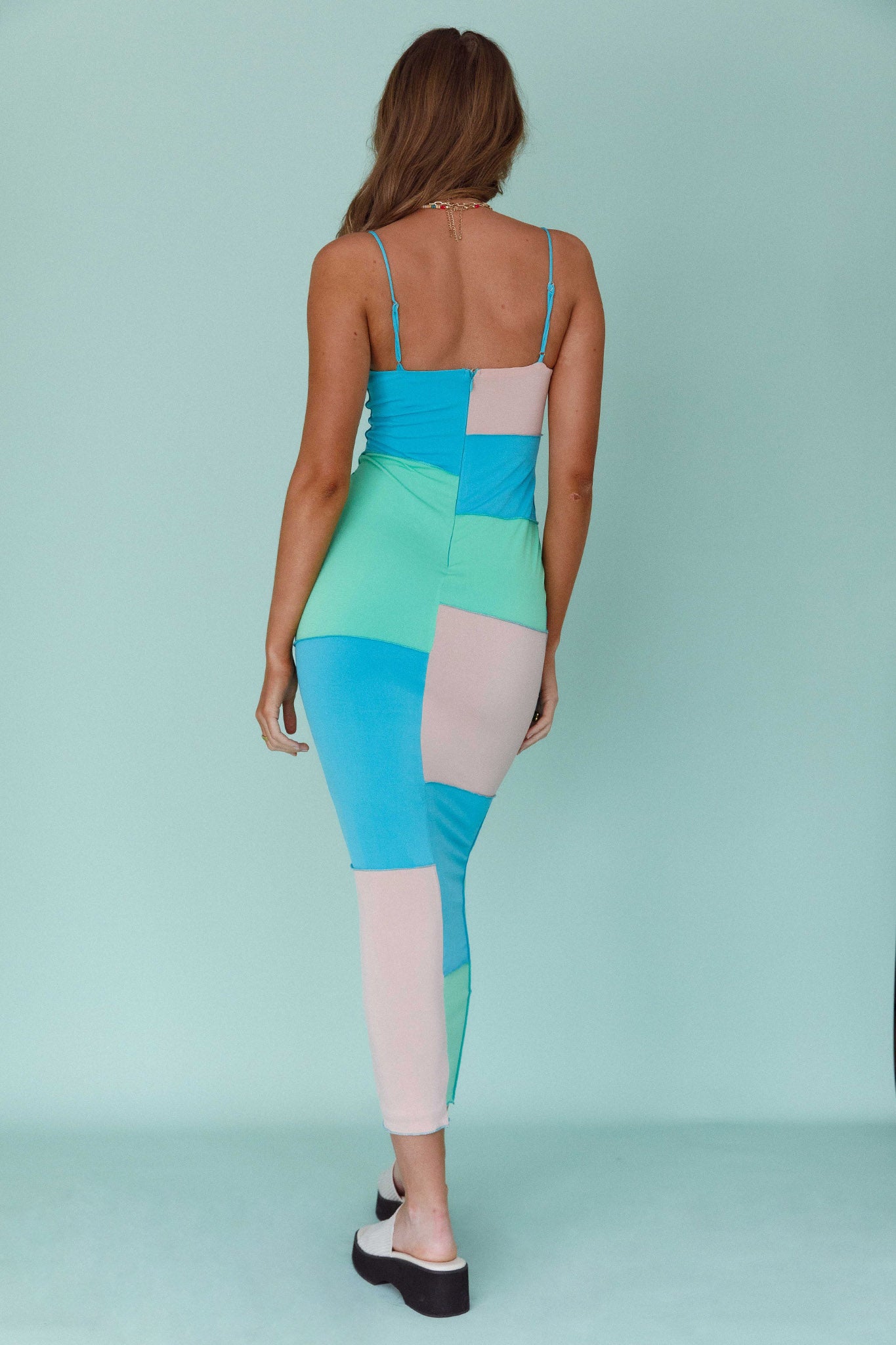 Crossroad Geometric Midi Dress Cerulean by Selfie Leslie