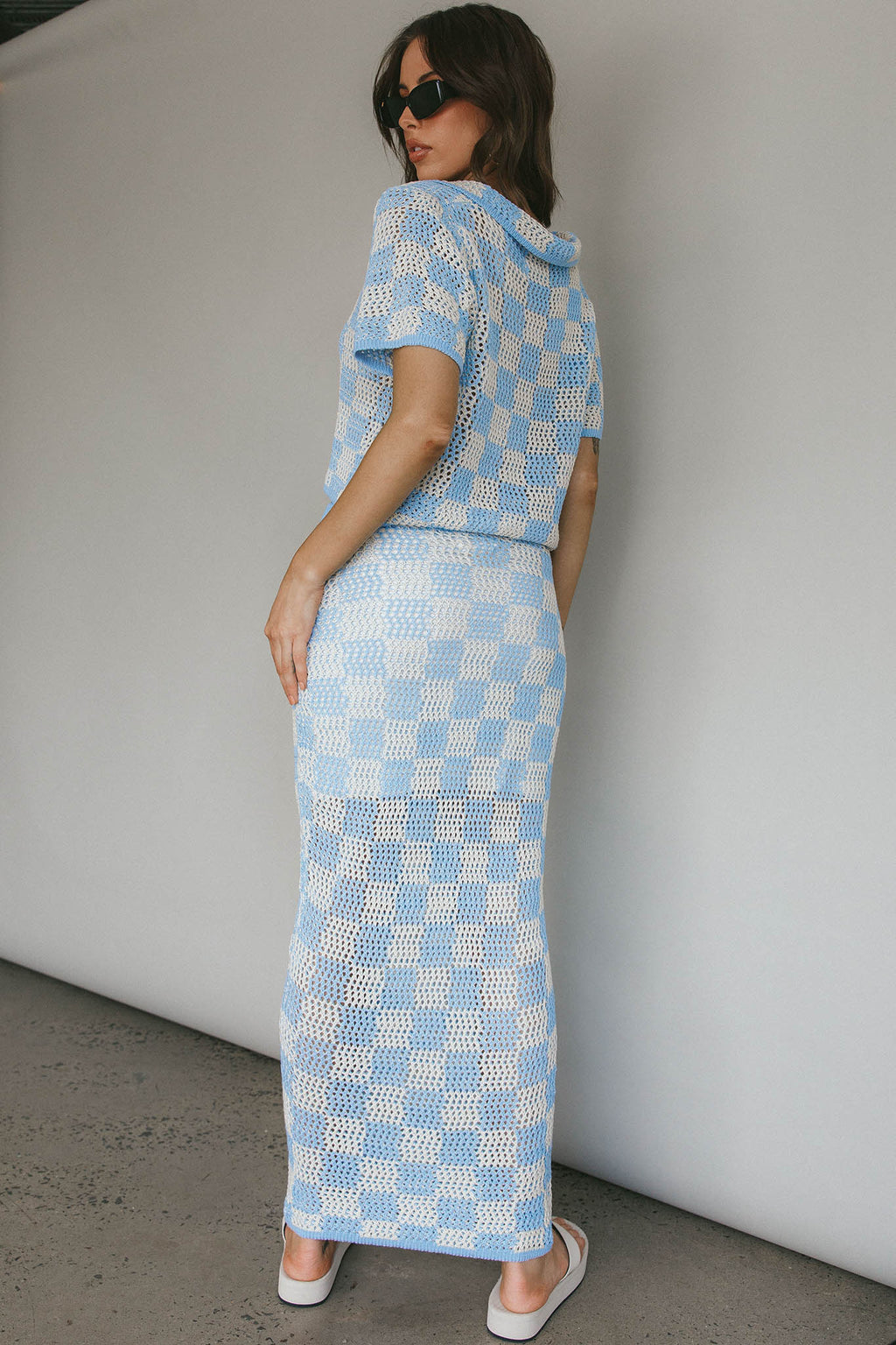 Byron Bay Crochet Maxi Skirt Blue by Selfie Leslie