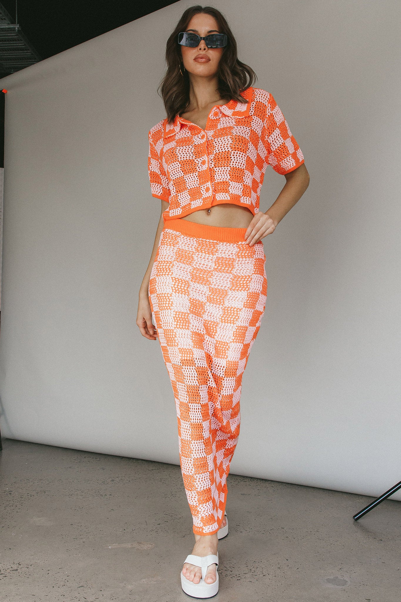 Byron Bay Crochet Buttoned Top Sunset by Selfie Leslie