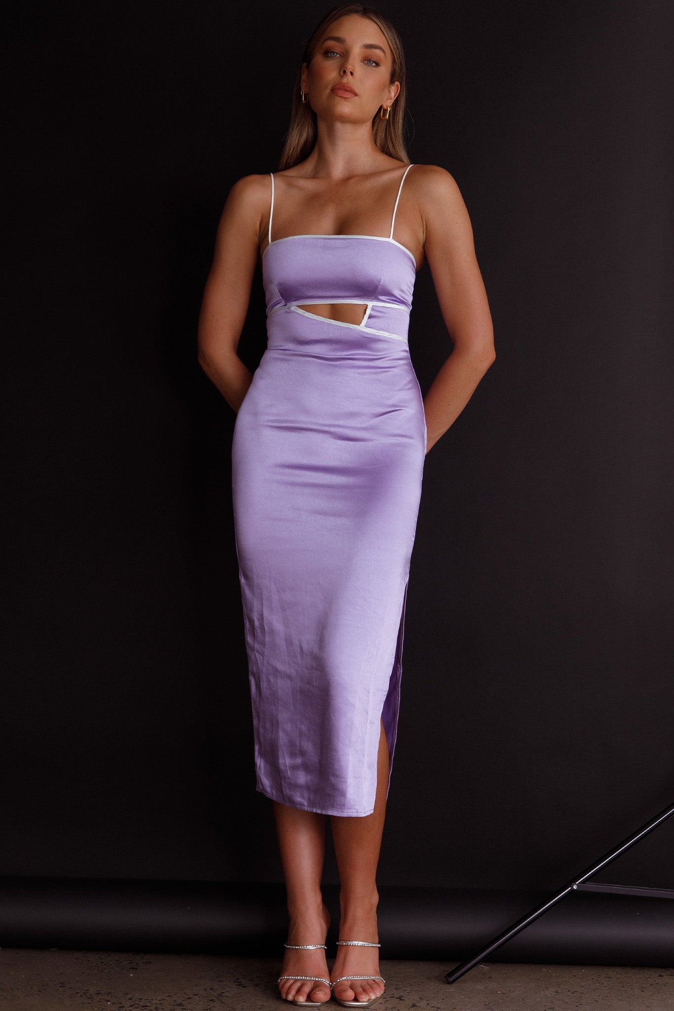 Laia Cut-Out Bodice Midi Dress Lilac by Selfie Leslie