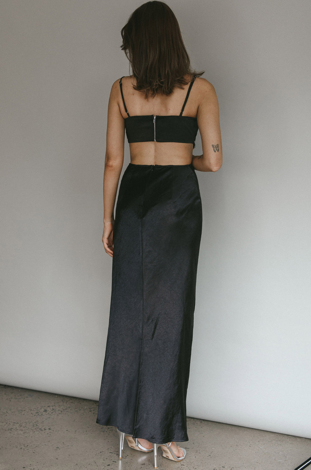 Aurelia Diamante Bow Maxi Dress Black by Selfie Leslie
