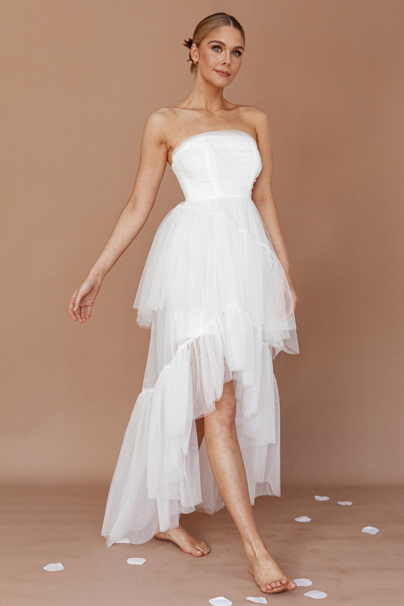 Always & Forever High-Low Midi Dress White by Selfie Leslie