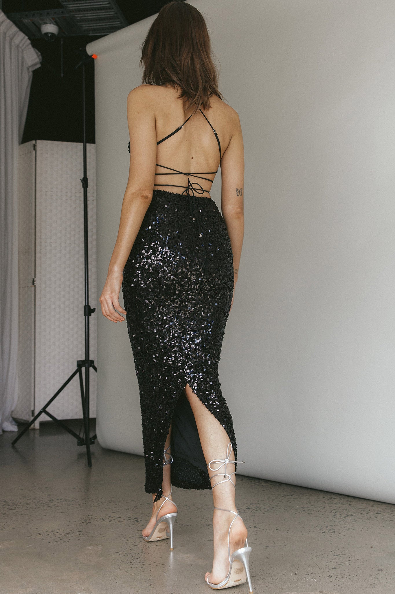 Zefa Sequin Triangle Top Black by Selfie Leslie