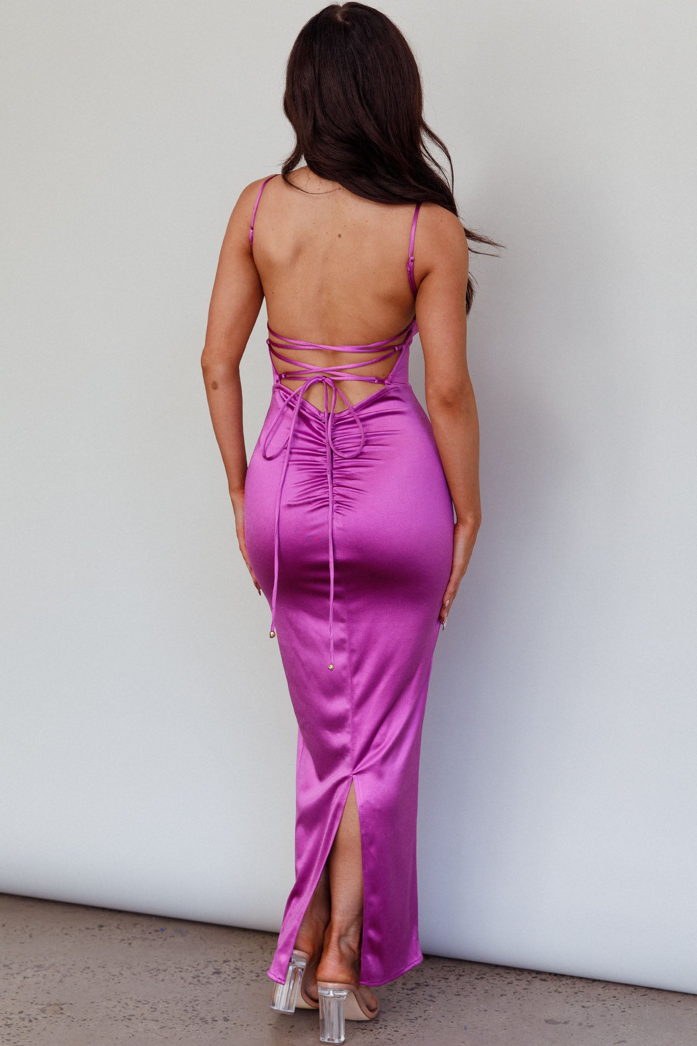 Seraya Lace-Up Back Dress Violet by Selfie Leslie
