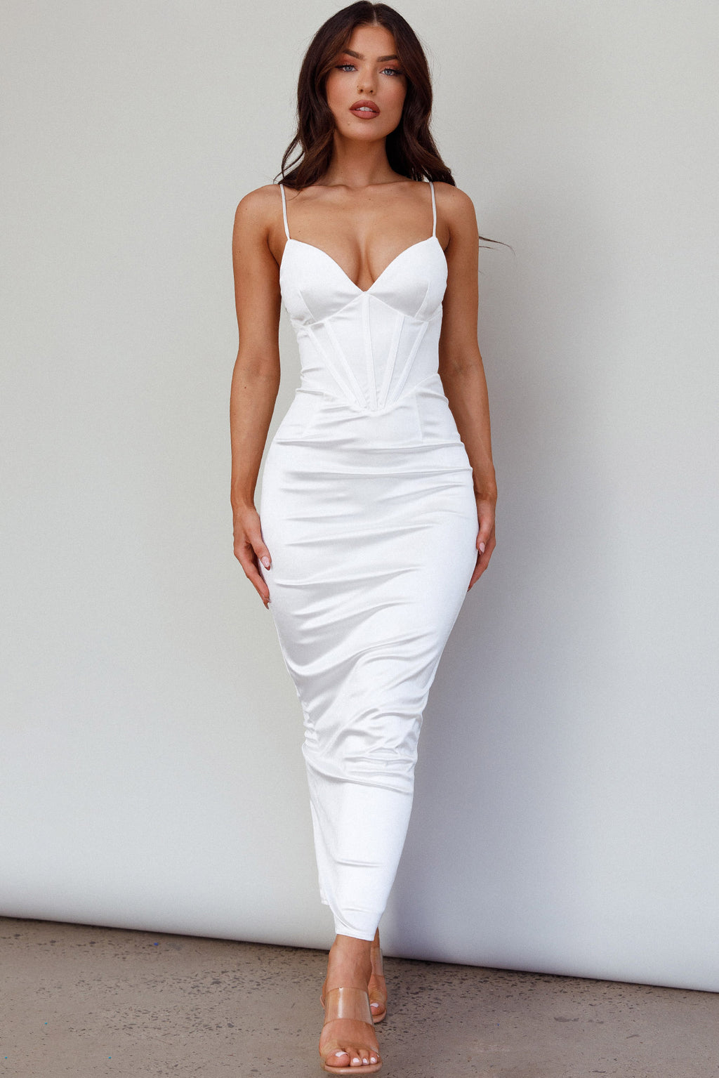 Seraya Lace-Up Back Dress White by Selfie Leslie