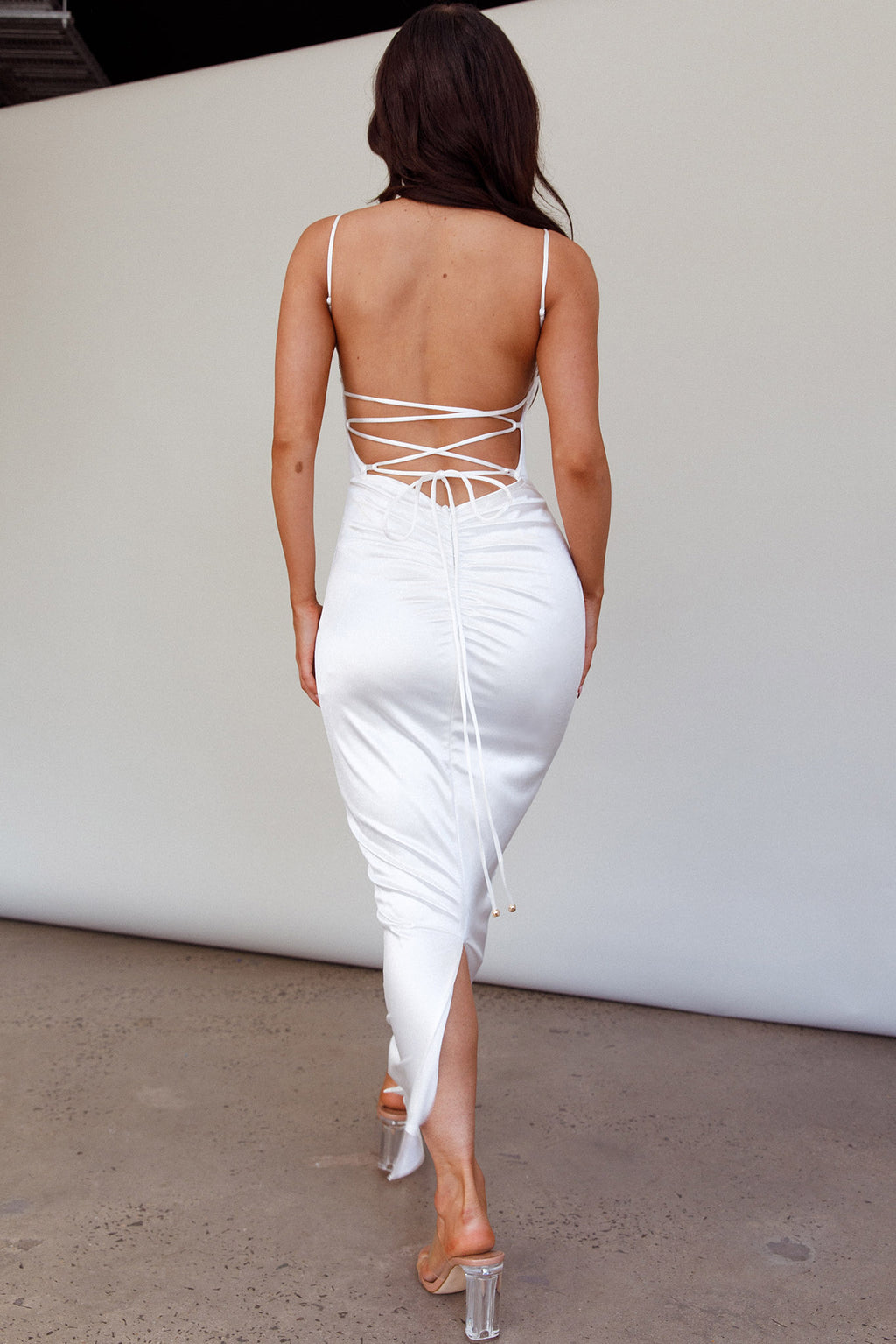 Seraya Lace-Up Back Dress White by Selfie Leslie