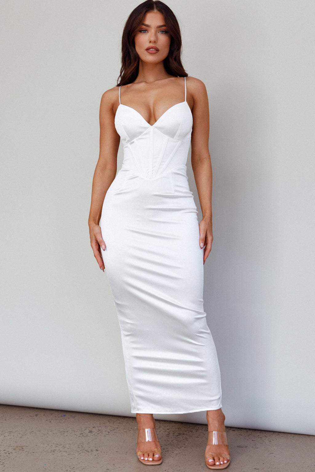 Seraya Lace-Up Back Dress White by Selfie Leslie