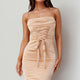 Bellini Lace-Up Front Mini Dress Beige