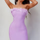 Cherri Fur Trim Mini Dress Lilac