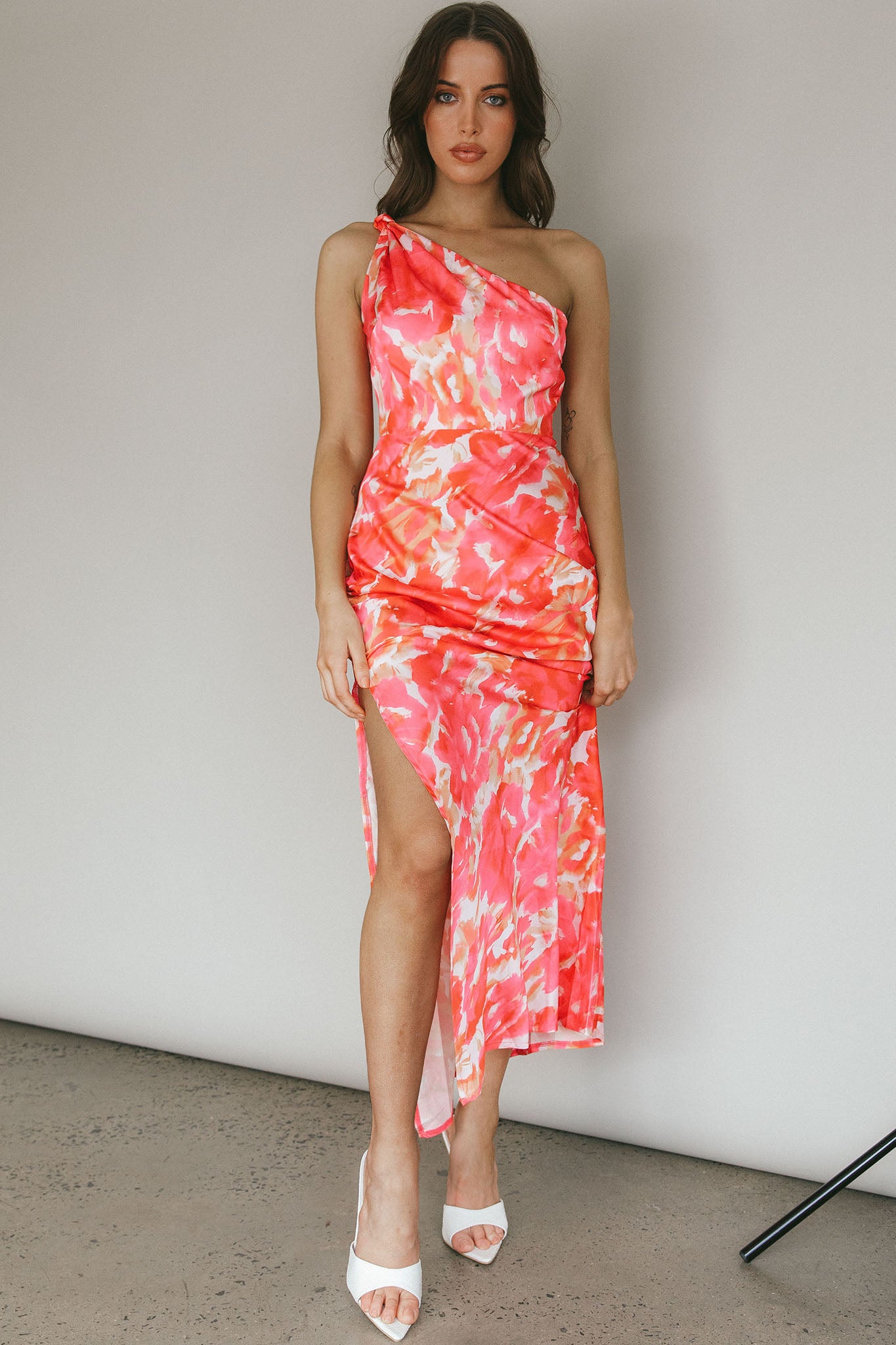 Portland One-Shoulder Maxi Dress Floral Pink by Selfie Leslie