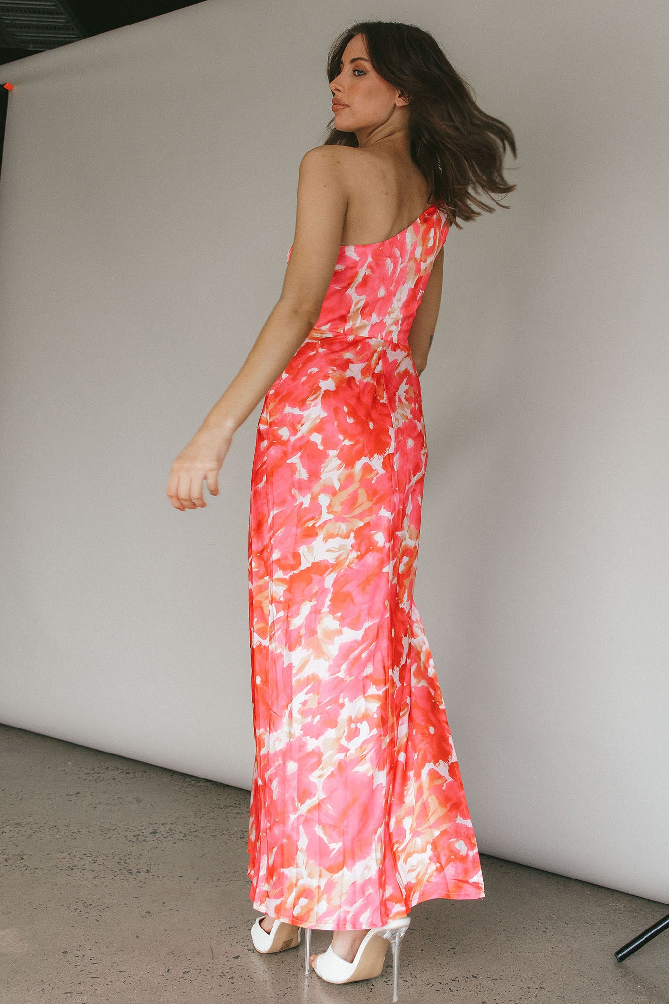 Portland One-Shoulder Maxi Dress Floral Pink by Selfie Leslie