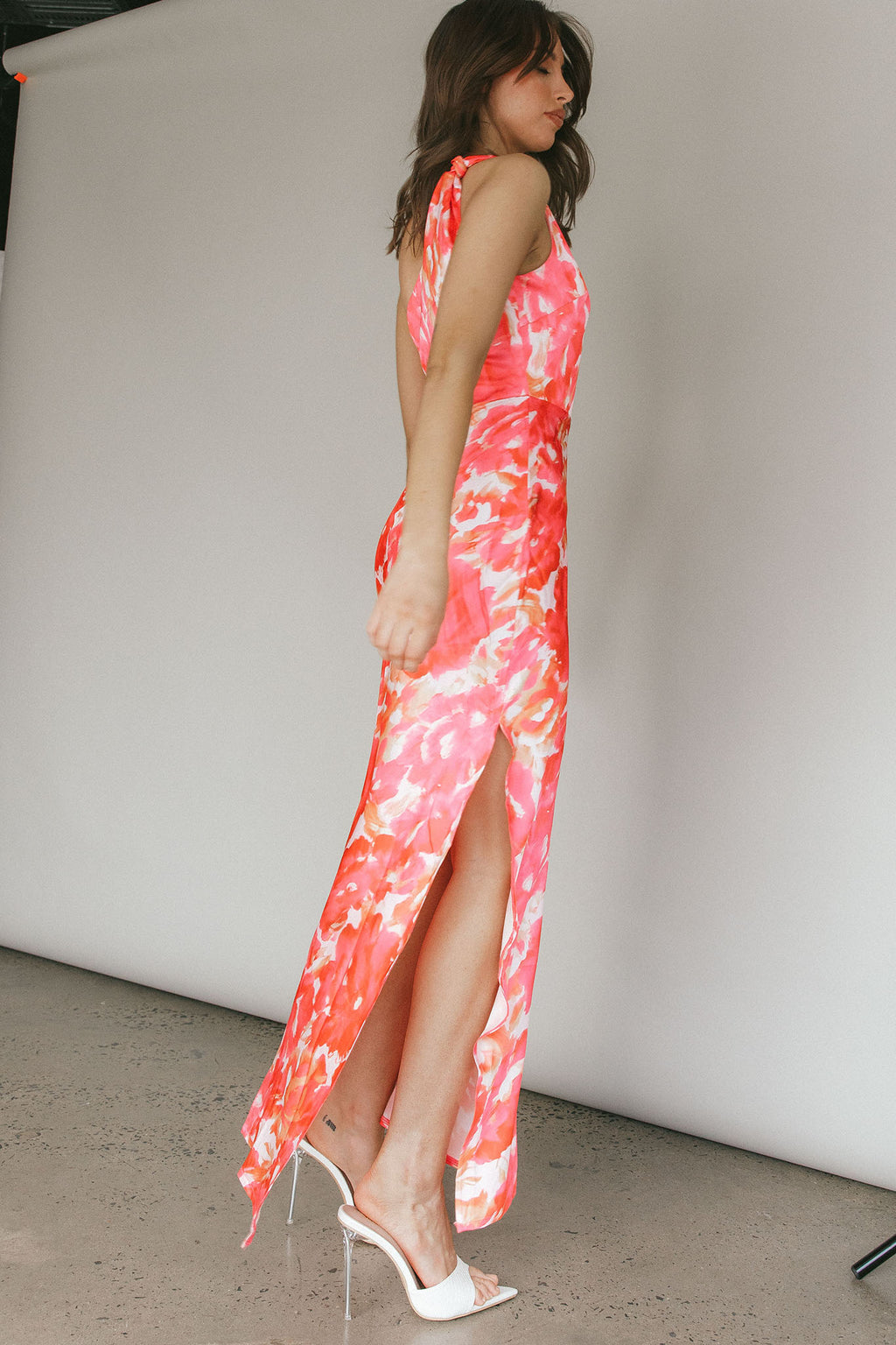Portland One-Shoulder Maxi Dress Floral Pink by Selfie Leslie