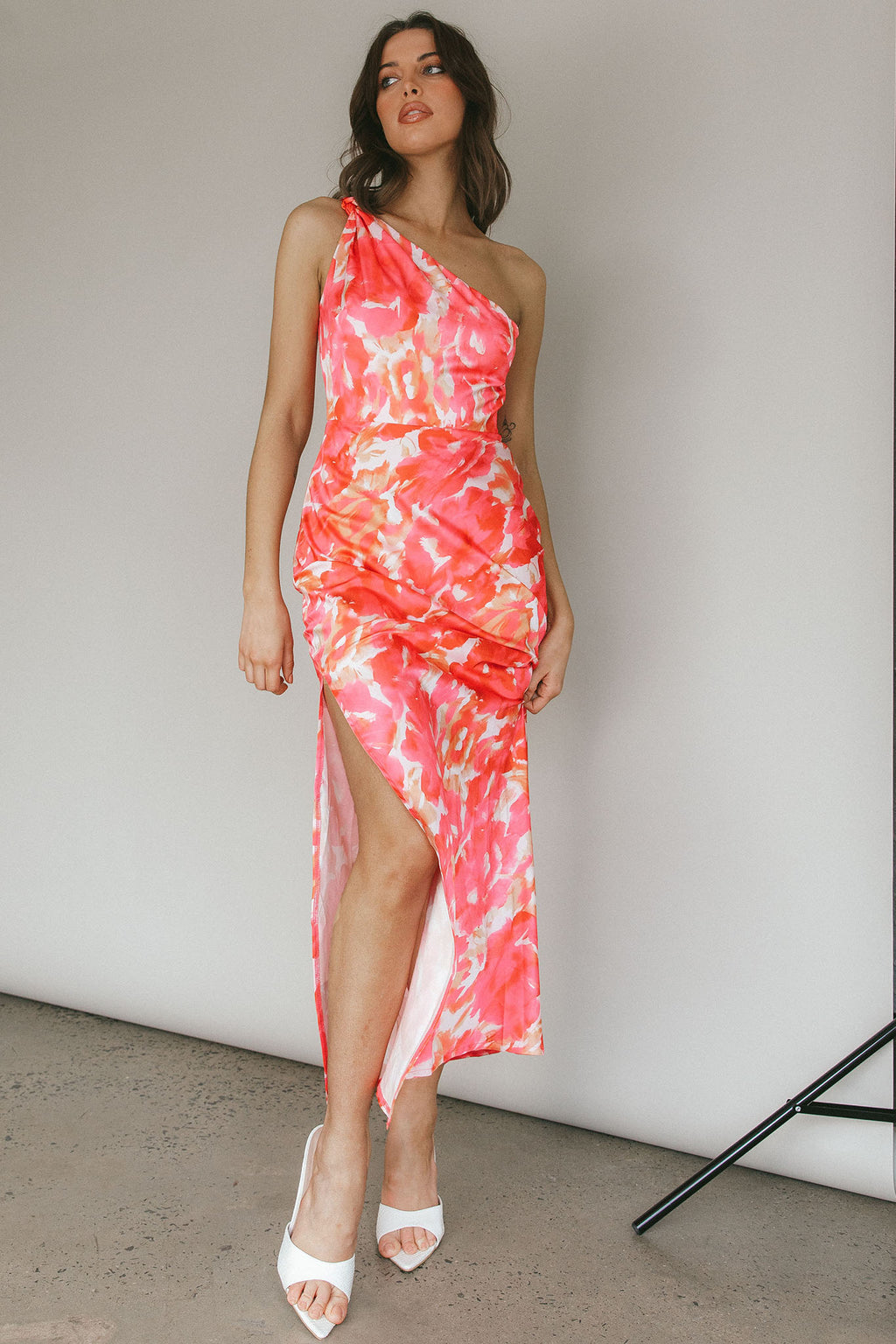 Portland One-Shoulder Maxi Dress Floral Pink by Selfie Leslie