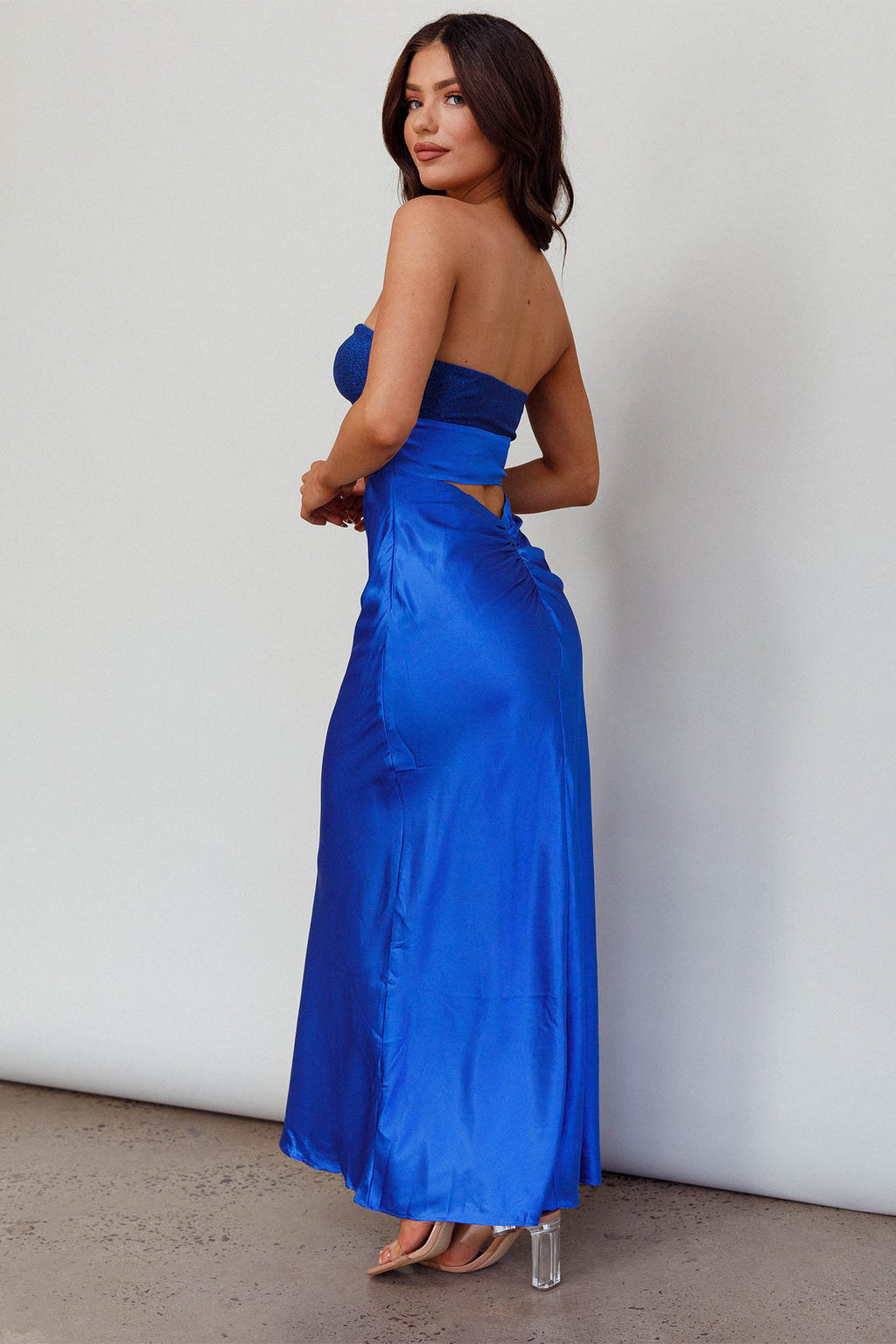 L'Amore Cut-Out Bodice Midi Dress Deep Blue by Selfie Leslie