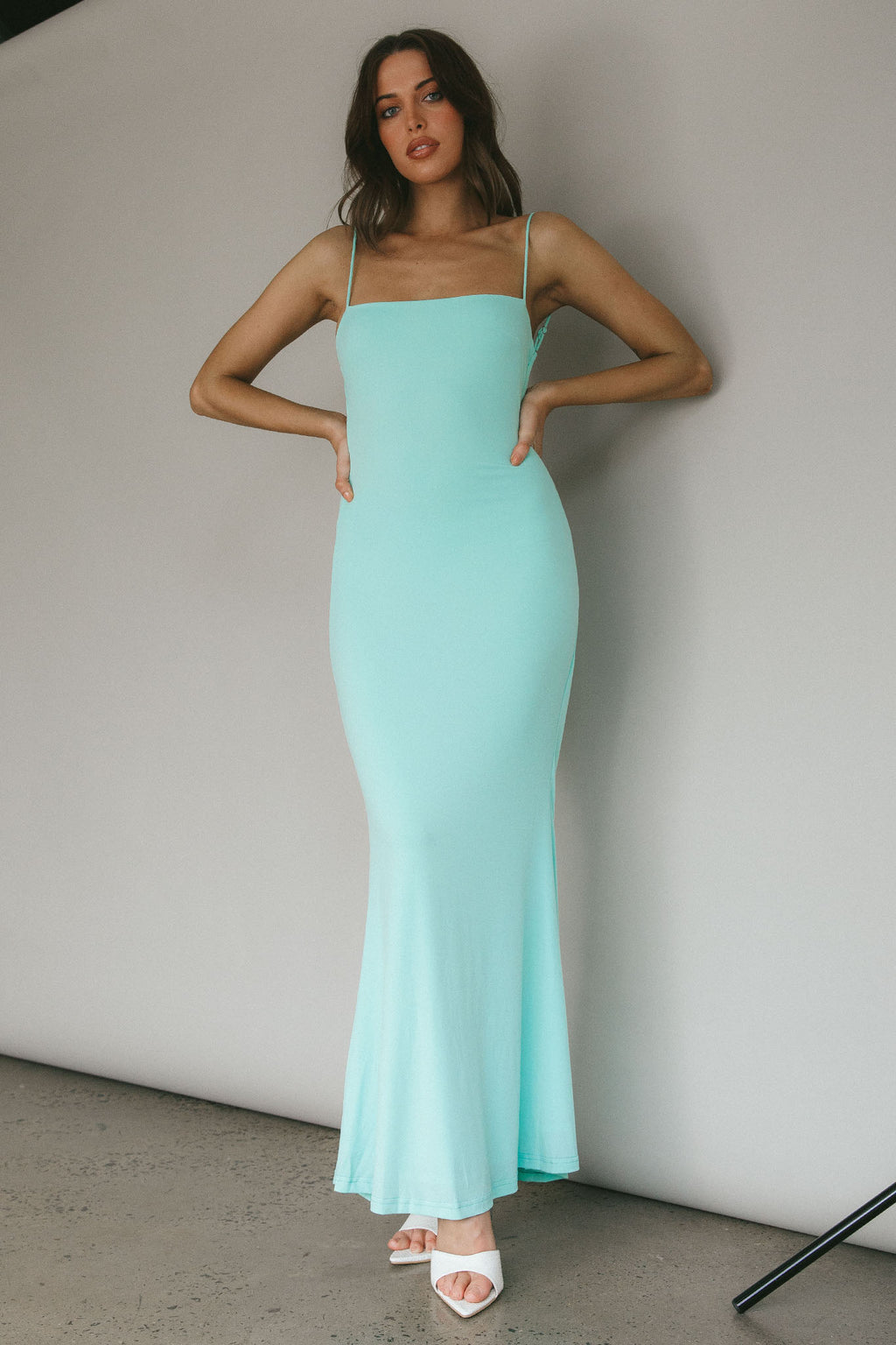 Tarah Low Back Maxi Dress Water Sprite by Selfie Leslie